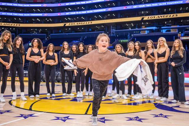 Sophia Roybal Anderson is flled with joy on her special day as a Laker Girl.