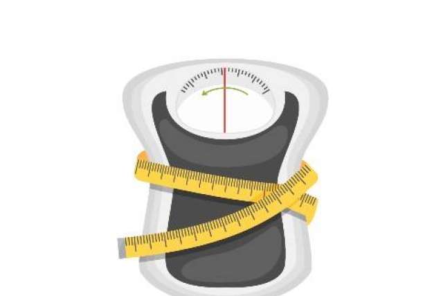 Bathroom scale wrapped by measuring tape