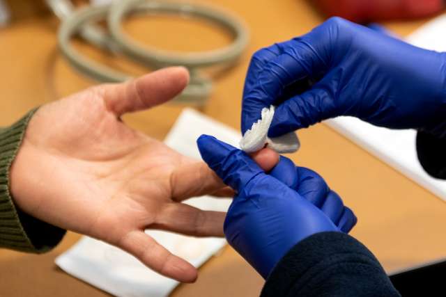 routine finger prick screening that measures hemoglobin levels