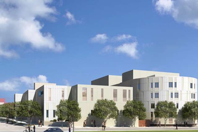 architectural rendering of buildings and trees