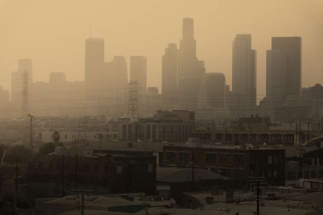 Wildfire smoke in air over Los Angeles