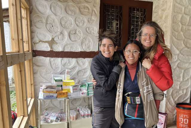 Lindsay Brant and two colleagues set up the pharmacy before opening the clinic in Doh
