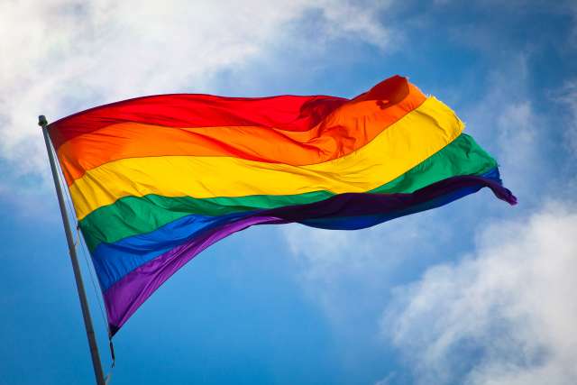 Rainbow flag waving in the wind