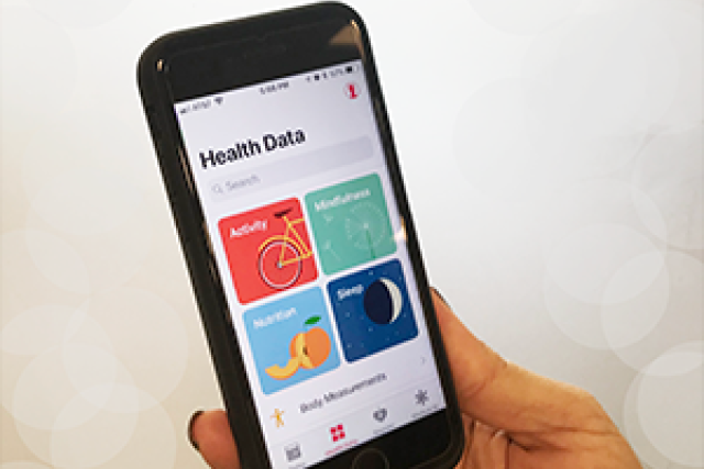 iPhone showing health data on the screen.