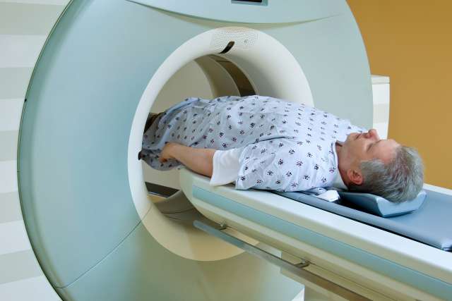 Man Receiving Medical Scan for Prostate Cancer Diagnosis