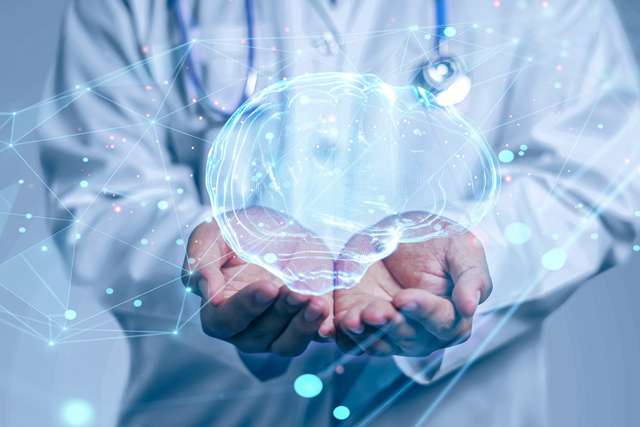 Brain surgeon diagnosing symptoms for illness