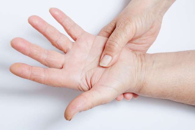 Woman hands over a white background