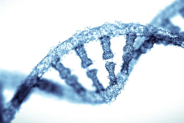 Blue double helix models on background