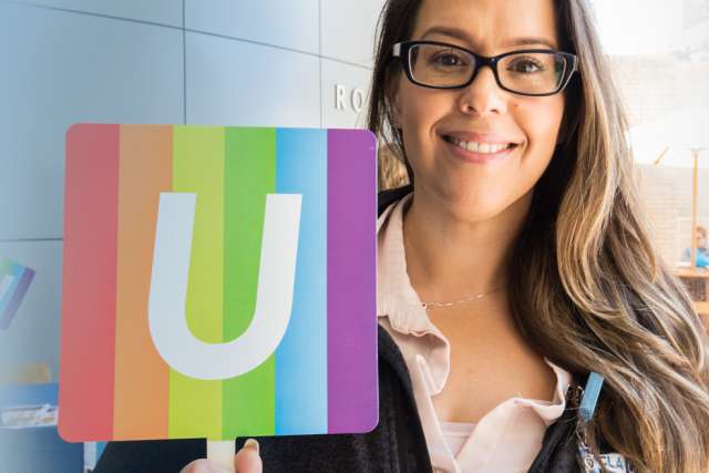 LGBT pride rainbow "U" sign