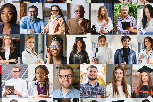 Multicultural diverse portraits of people