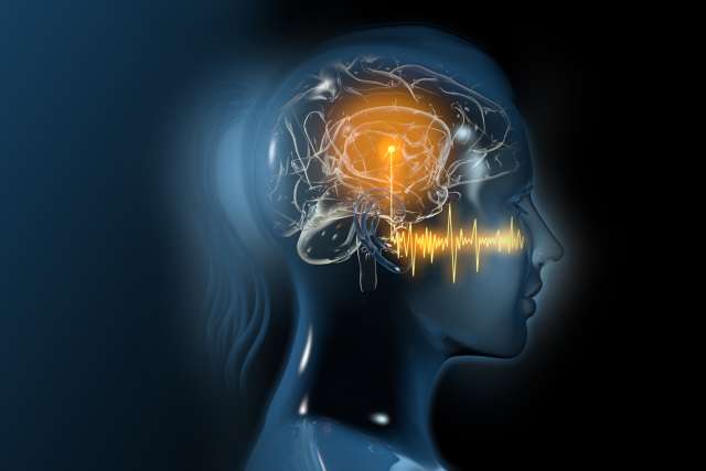 Sound waves and woman illustration