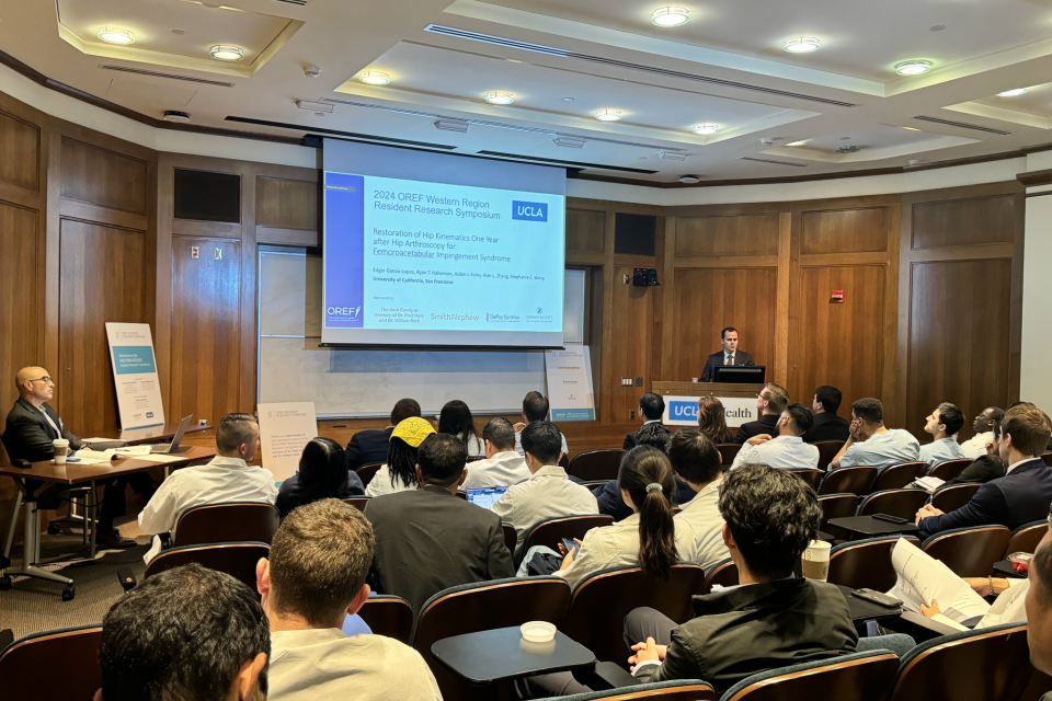 Group photo of participants at the 2024 OREF Western Region event, featuring medical professionals gathered at a UCLA Health venue.