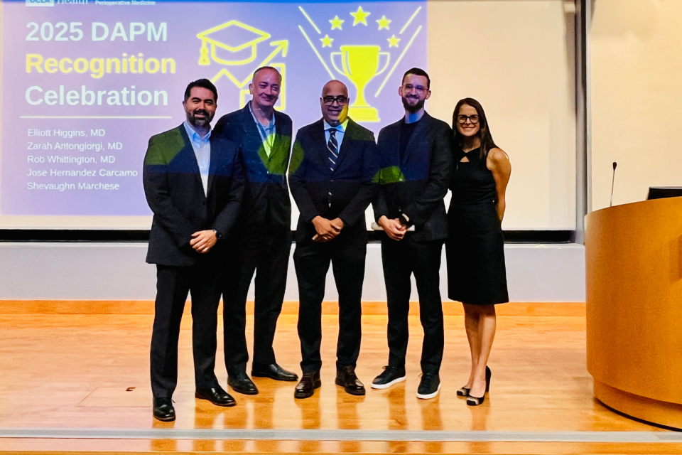 Jose, Dr. Cannesson, Dr. Whittington, Dr. Higgins, and Dr. Antongiorgi at DAPM Recognition Ceremony