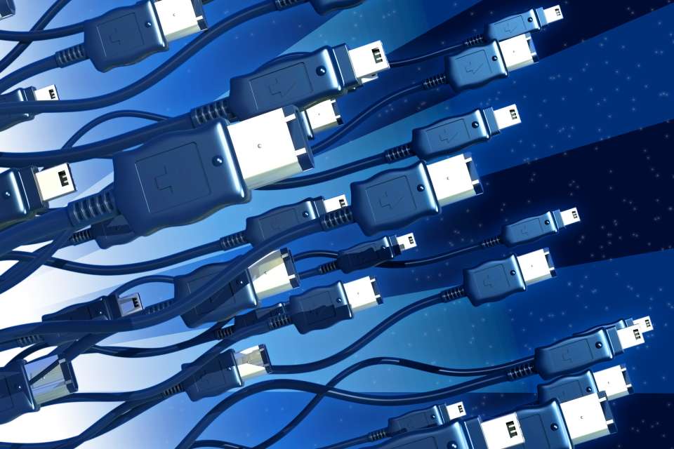 A group of data cables 