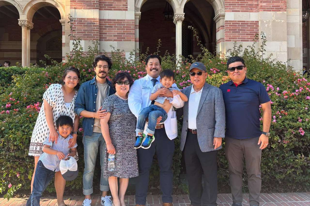 Timothy Ko with guests after White Coat Ceremony.