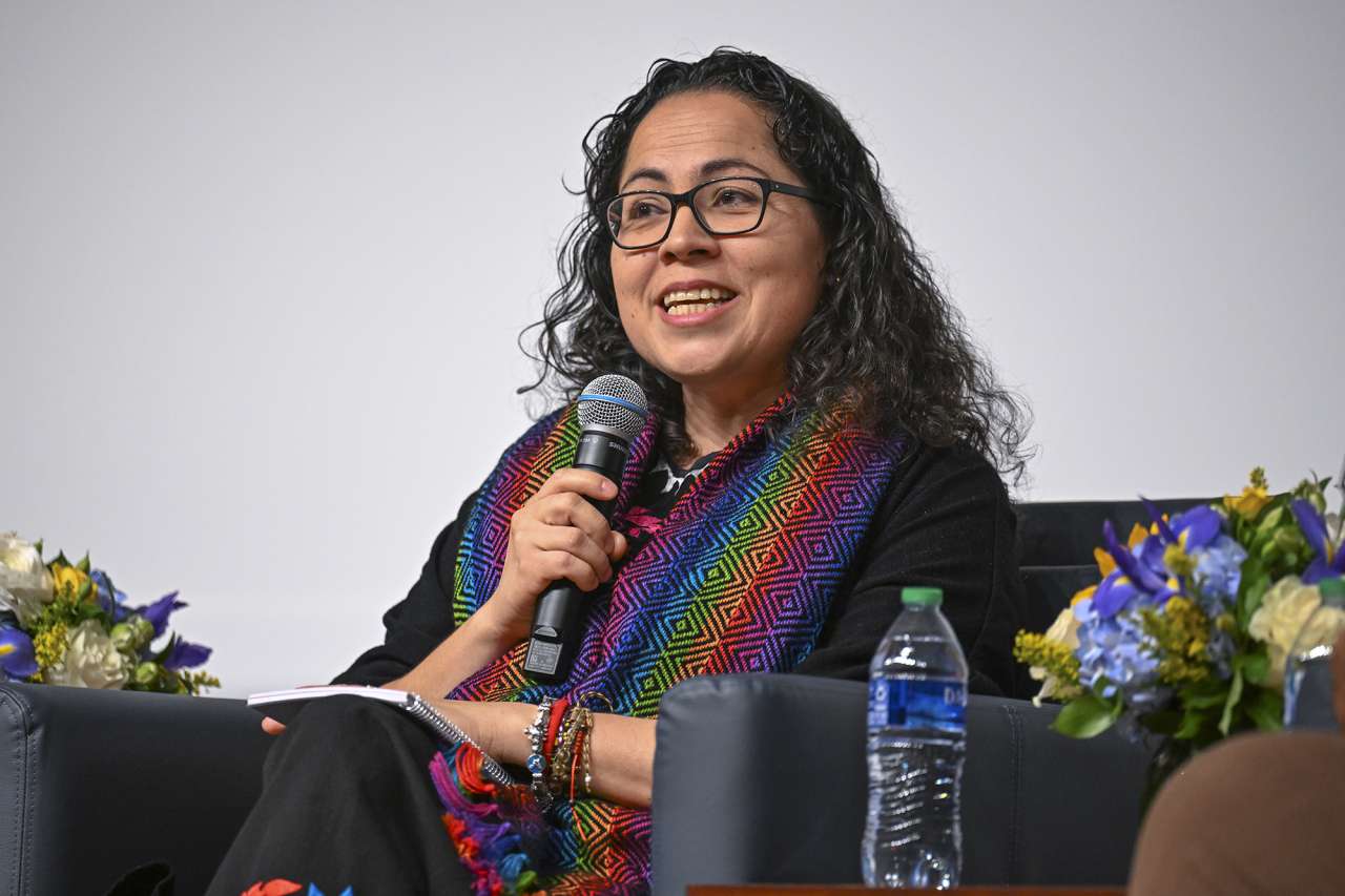 Cynthia Gonzalez, PhD, an assistant professor at Charles R. Drew University of Medicine and Science, speaks during UCLA Health’s 4th annual Dr. Martin Luther King Jr. Health Justice Symposium. 