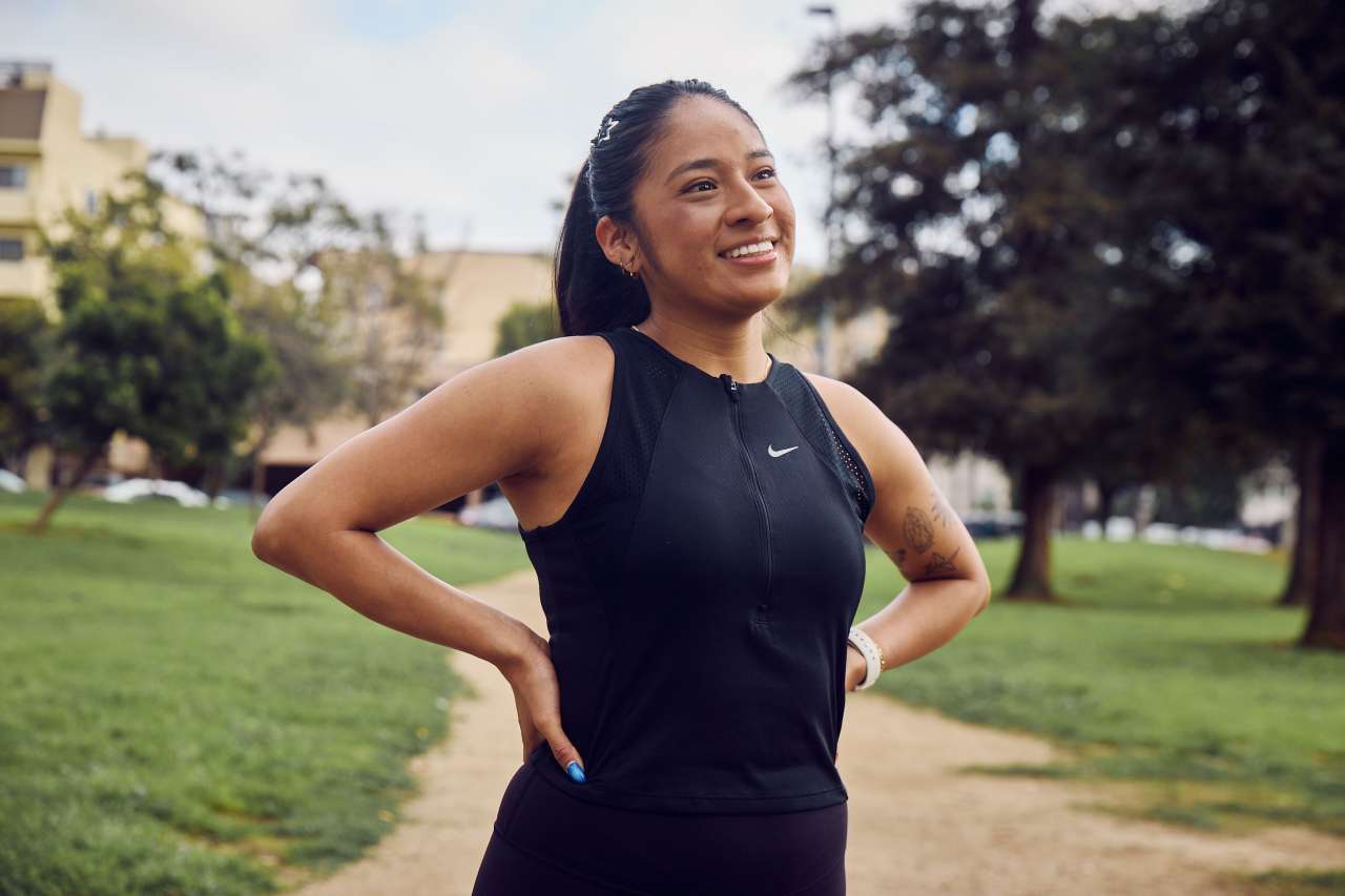Cynthia Cruz takes a break from running.