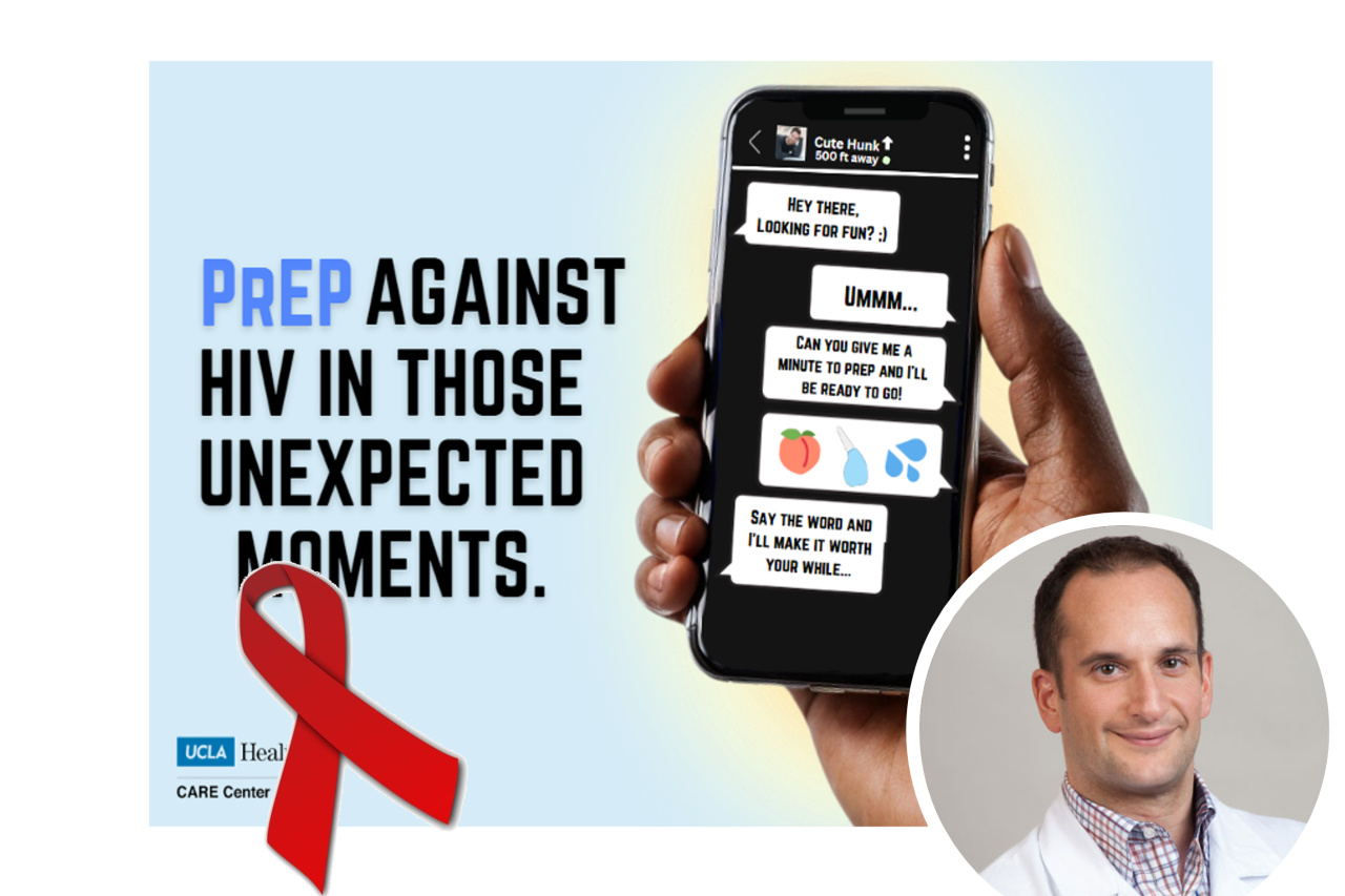 A research ad that says, "PrEP against HIV in those unexpected moment."