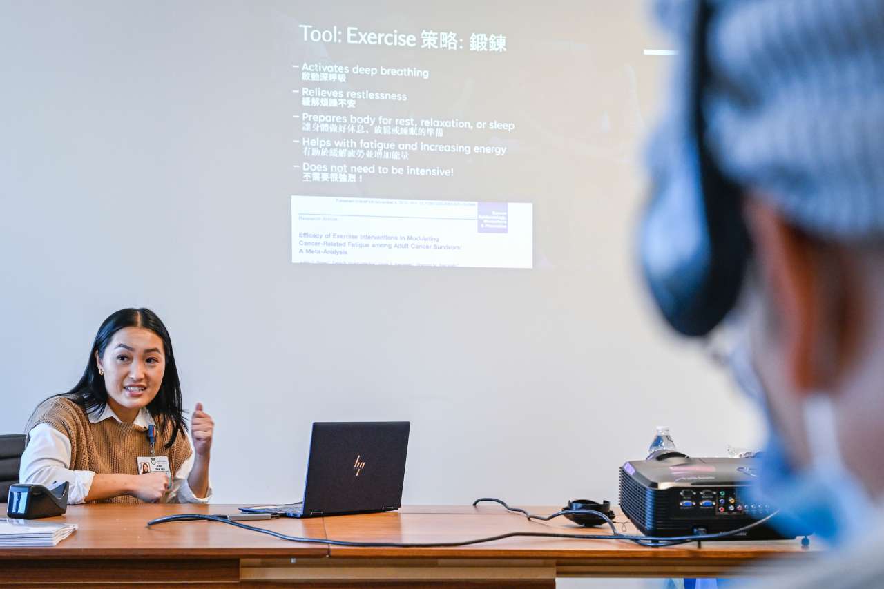 Dr. Jenny Tran presented at a metastatic breast cancer workshop for Mandarin-speaking patients.