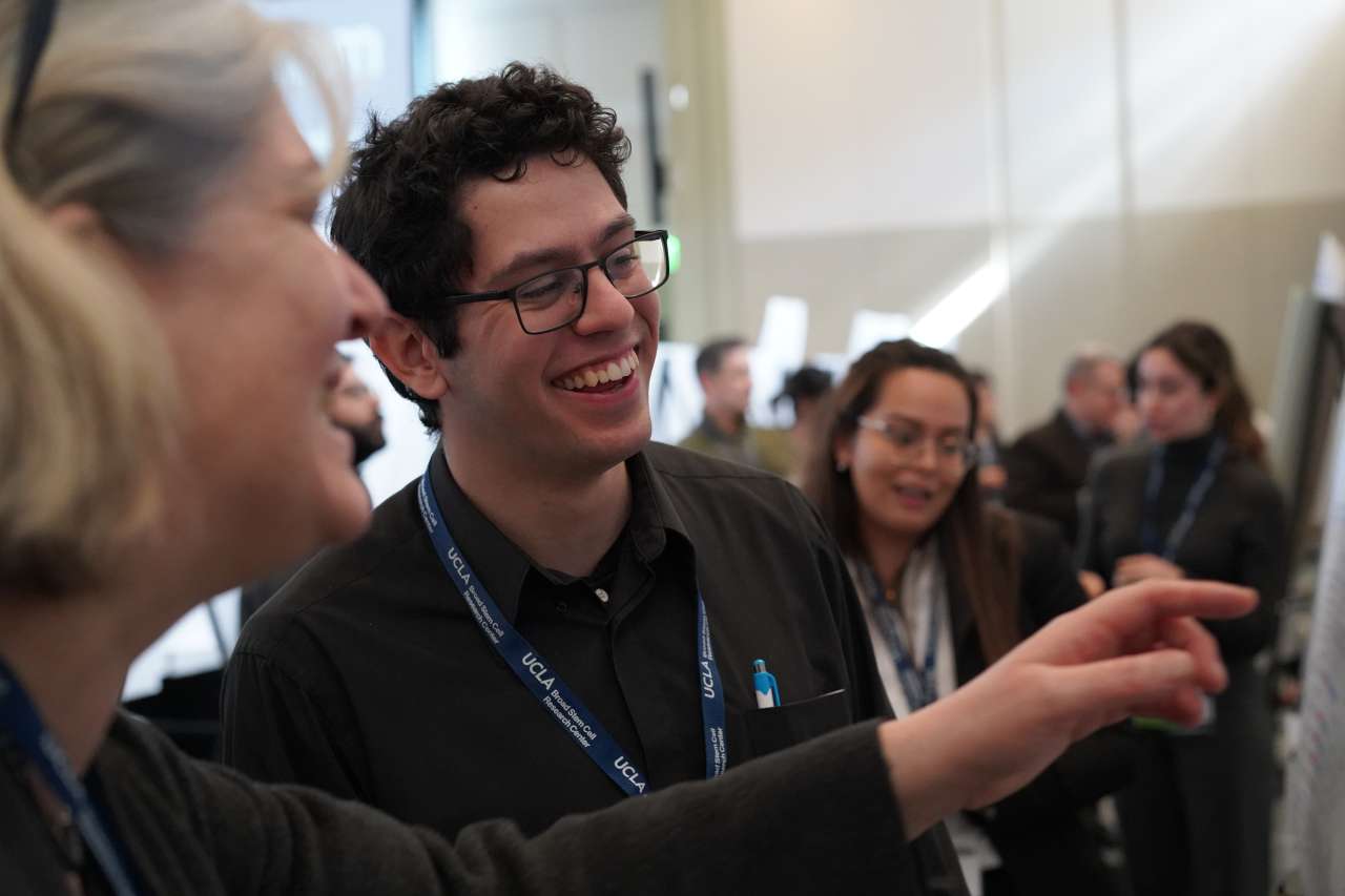 ucla bridges trainee cristian rodriguez presenting his research poster