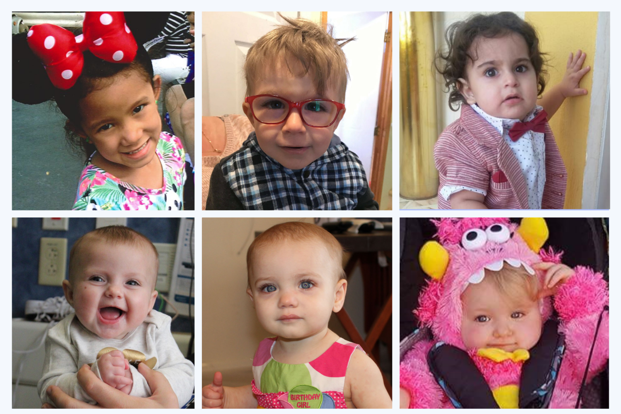 a collage six of patients who received gene therapy for ADA-SCID between 2012 and 2019 as children