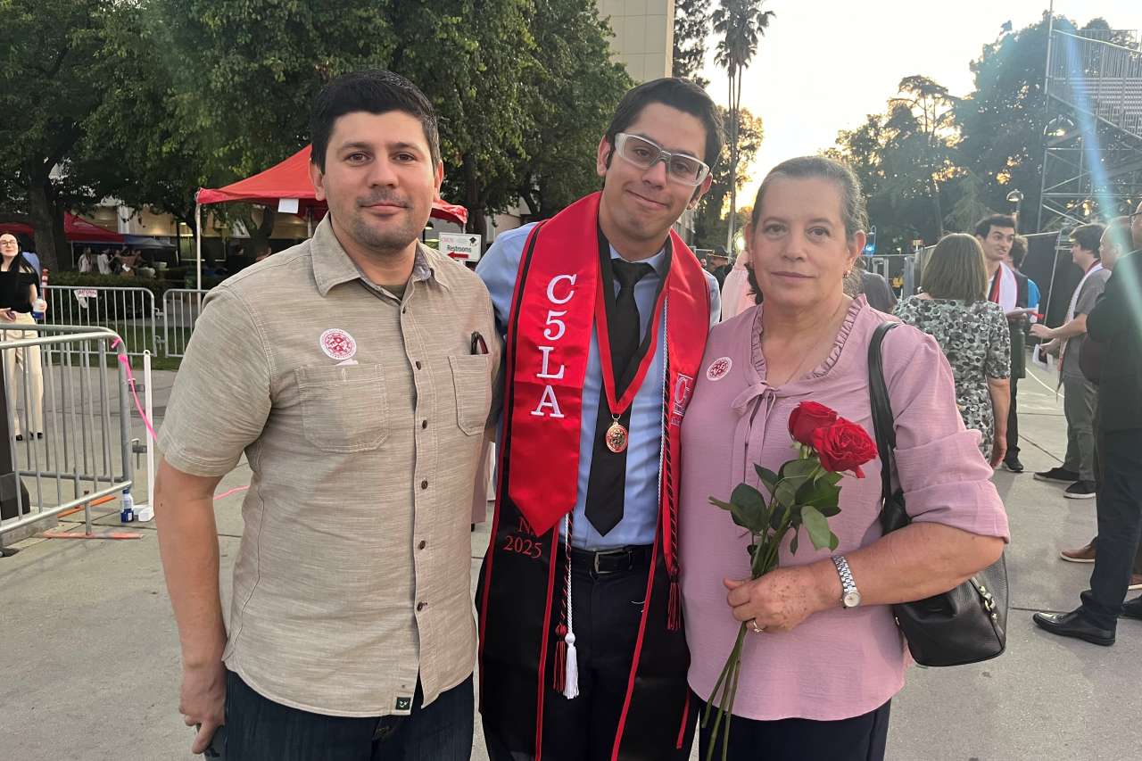 ucla bridges trainee cristian rodriguez with brother and mom at awards ceremony
