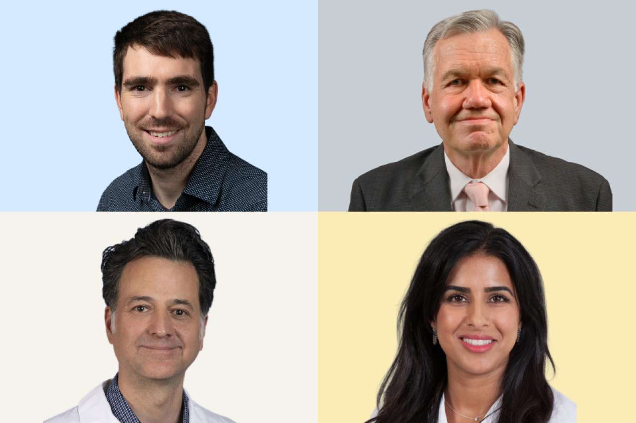 Four professional headshots arranged in a two-by-two grid