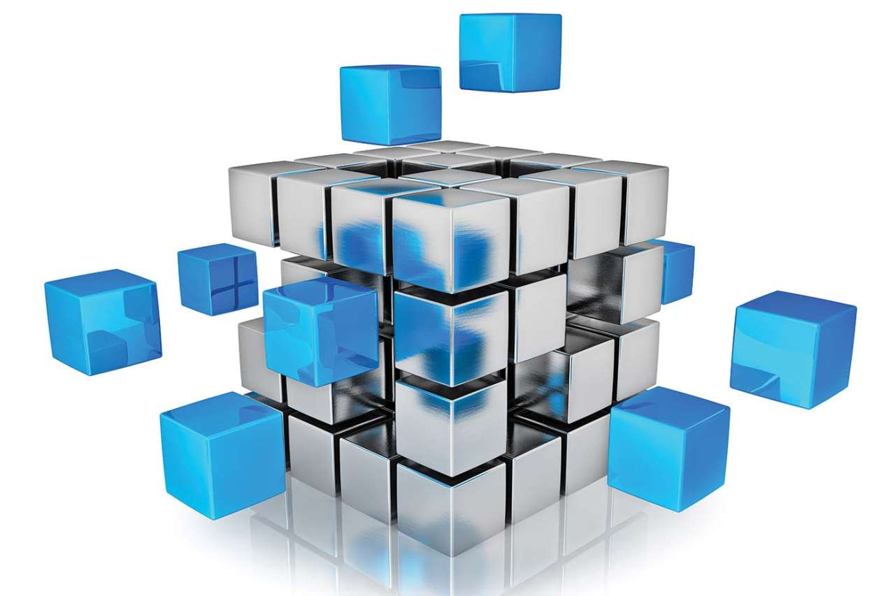 3D illustration of cube building blocks