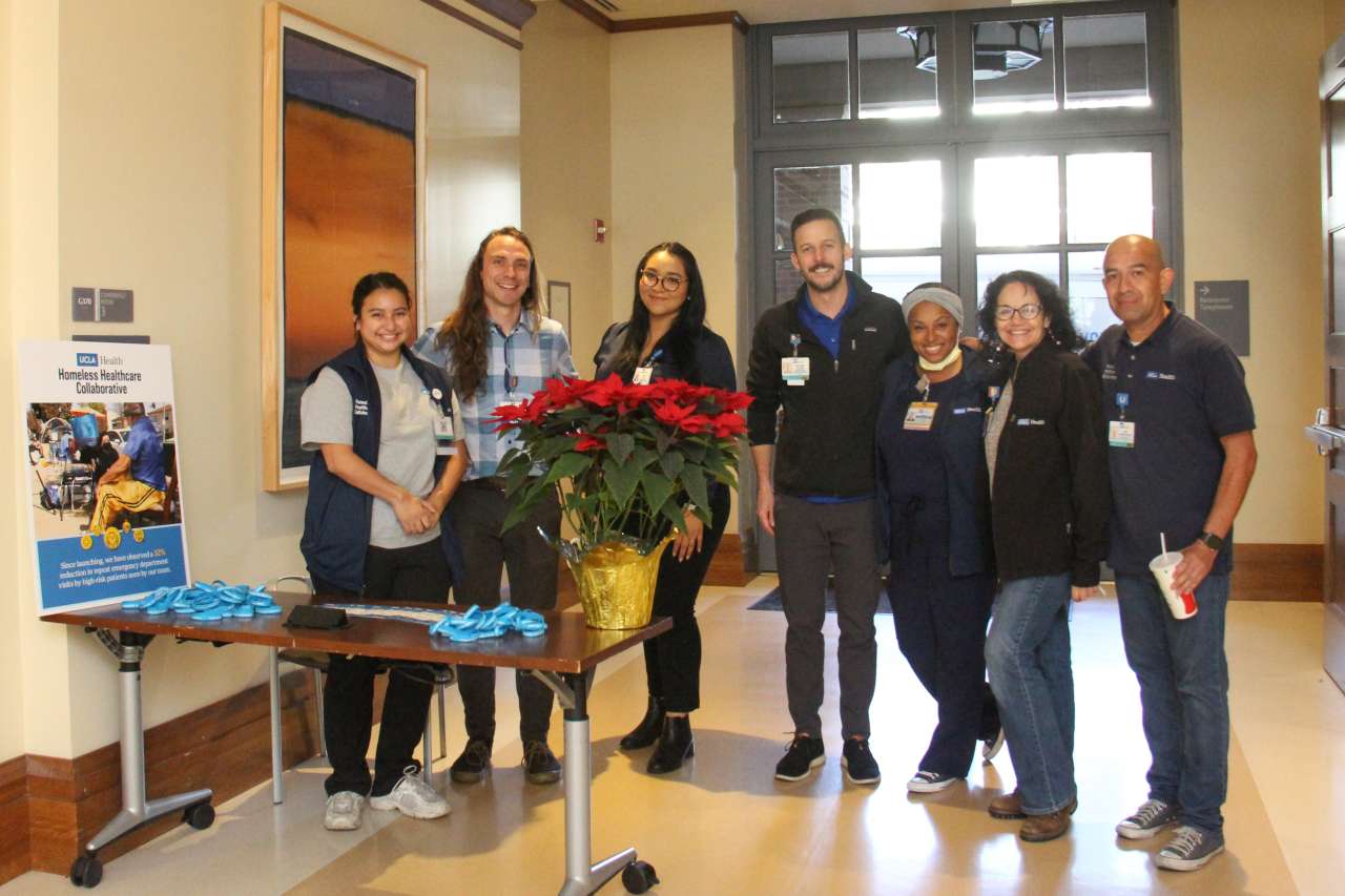 Group photo from volunteer hygiene kit assembly event at UCLA Santa Monica Medical Center