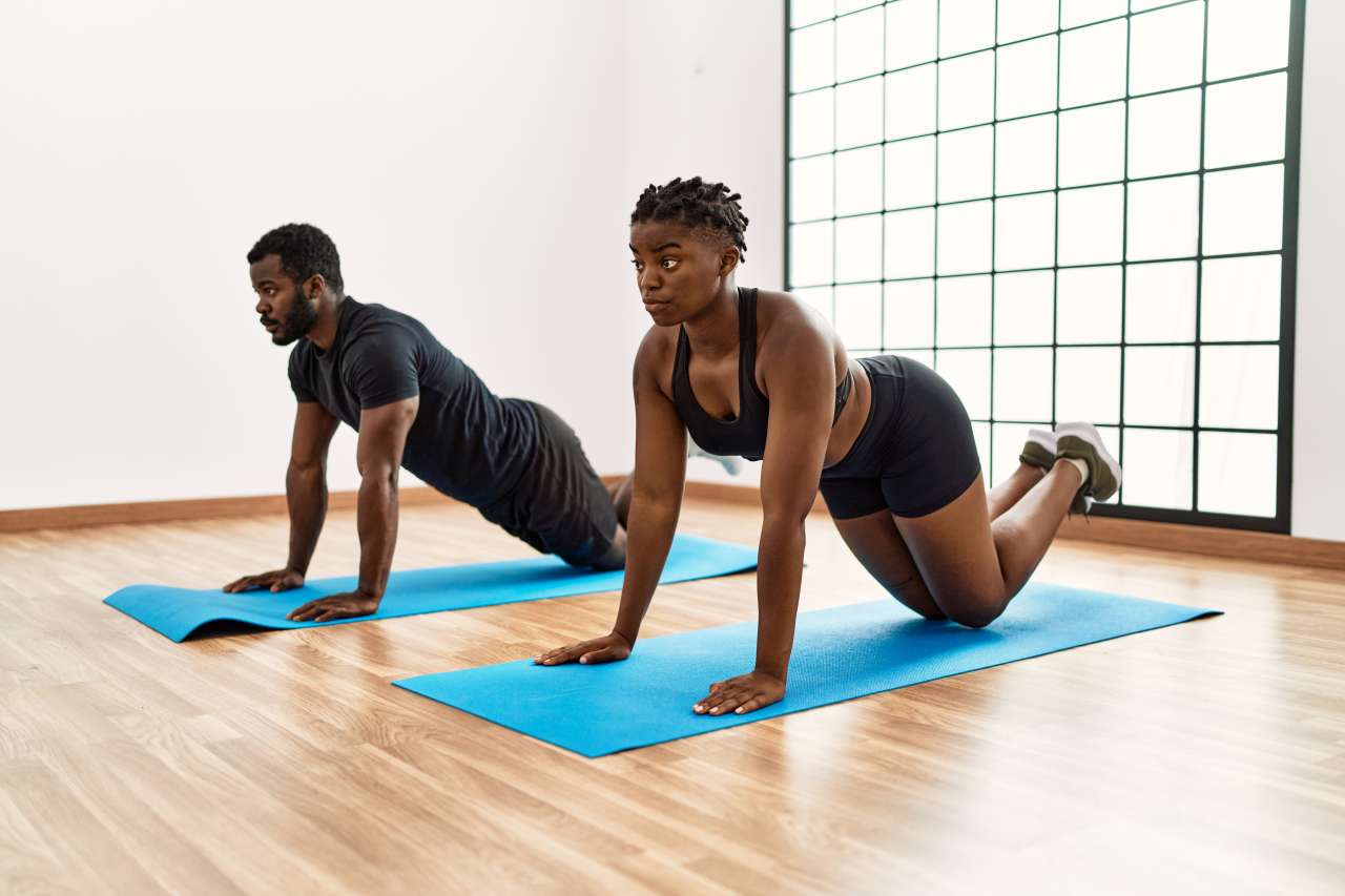 Black couple exercising
