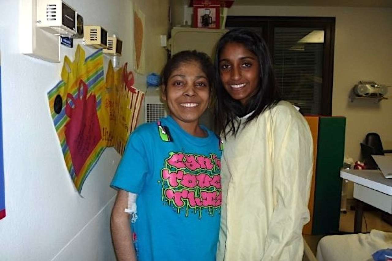 Two women in a hospital room