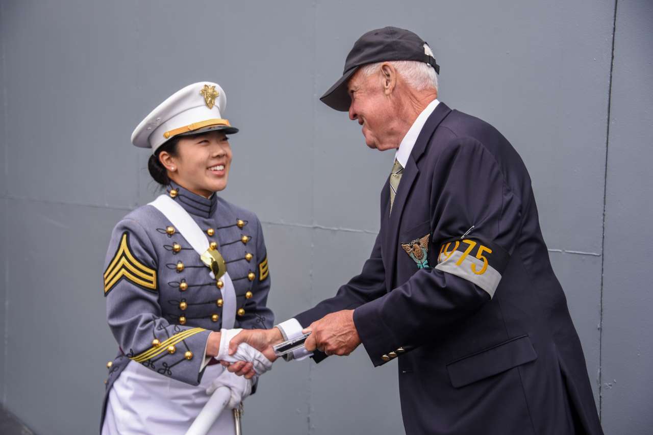 A cadet graduates from West Point military academy.