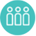 Light teal icon of an illustration of three people next to each other