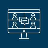 Graphic illustration of an online class with four participants