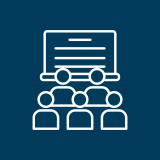 Graphic illustration of a people sitting in front of a screen