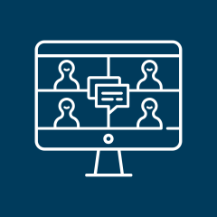 Graphic illustration of an online class with four participants