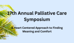 17th Annual Palliative Care Symposium, heart-centered approach theme, with palm leaves.