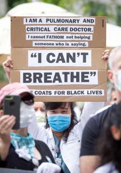 Dr. Thanh at a BLM rally
