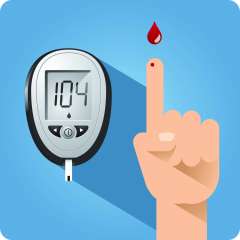 Illustration of blood glucose meter. Diabetes program.