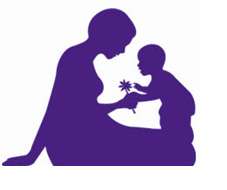 Silhouette of Mother and child holding a flower
