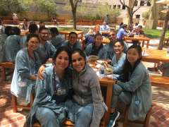 Medical Students having lunch outside.