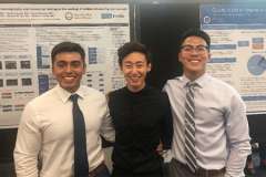 From Left: Medical students Alfonso Ocampo, Max Wang, and Calvin Wong happy to answer all your questions while presenting their work at the 2018 Josiah Brown Poster Fair.
