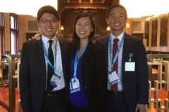From Left: Ki Wan Park, Angela Chen, and William Thi presenting their work at the 2017 American Thyroid Association Meeting.