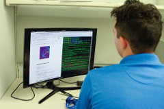 Sanjay analyzing data.