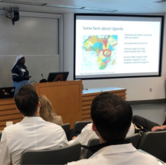 Sister Mary Margaret Ajiko speaking at Surgery Grand Rounds.