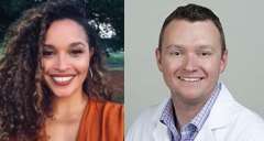 Headshots of Mirella Diaz-Santos and Jason Hinman