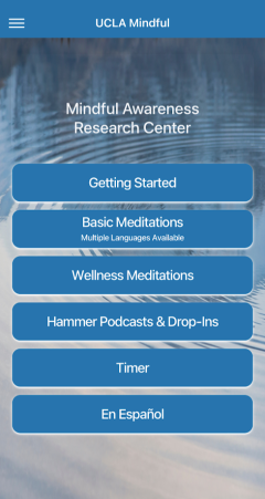 UCLA Mindful App Homescreen