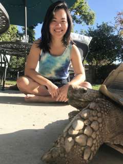 Eileen Nguyen, MD, PhD with a tortise