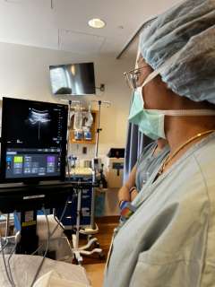 2023-2024 OB Anesthesia Fellow, Brittany Burton, MD performs ultrasound