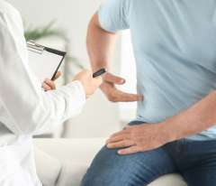 Male patient at urologist's office